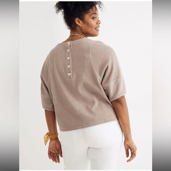 madewell ottoman jacquard ribbed button-back top - Picture 2 of 10